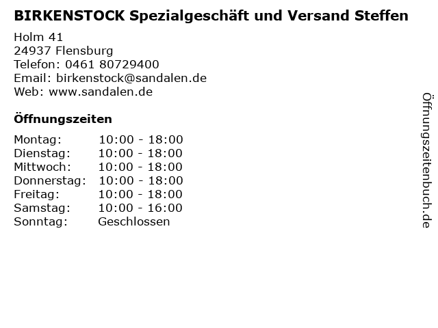 ᐅ Öffnungszeiten „BIRKENSTOCK Spezialgeschäft und Versand Steffen“ | 41 in