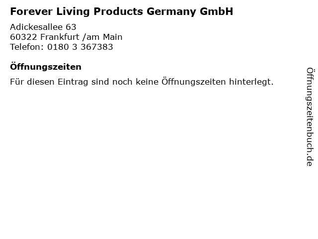 ᐅ Öffnungszeiten „Forever Living Products Germany GmbH“ | Adickesallee