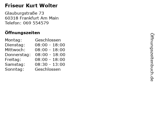 ᐅ Offnungszeiten Friseur Kurt Wolter Glauburgstrasse 69 In Frankfurt Am Main