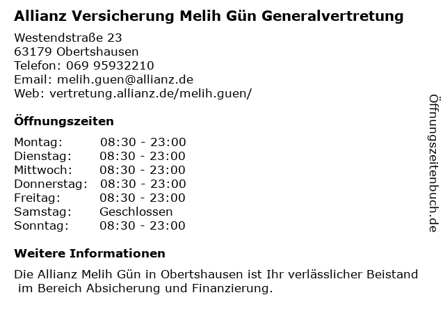 ᐅ Offnungszeiten Allianz Versicherung Melih Gun Hauptvertretung Quirinsstr 8 In Frankfurt Am Main