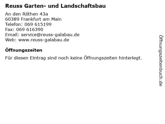 ᐅ Offnungszeiten Reuss Garten Und Landschaftsbau An Den