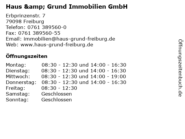 ᐅ Offnungszeiten Haus Grund Immobilien Gmbh Erbprinzenstr