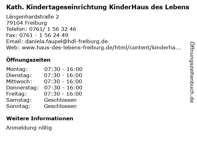 ᐅ Offnungszeiten Kath Kindertageseinrichtung Kinderhaus Des