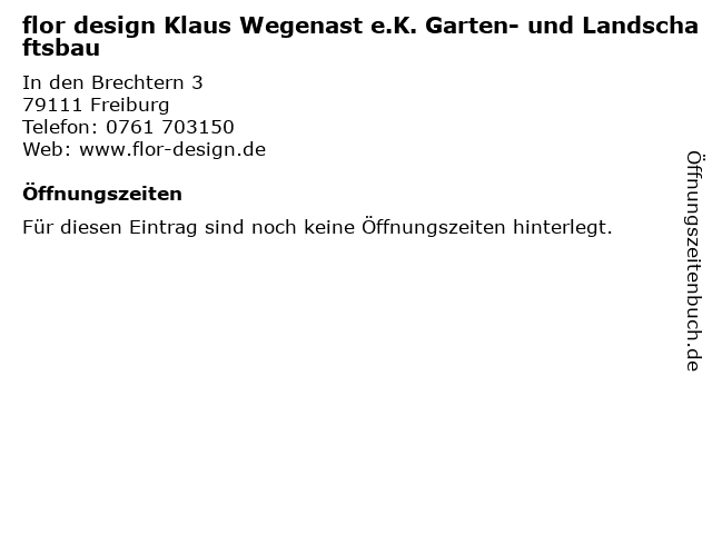 ᐅ Offnungszeiten Flor Design Klaus Wegenast E K Garten Und