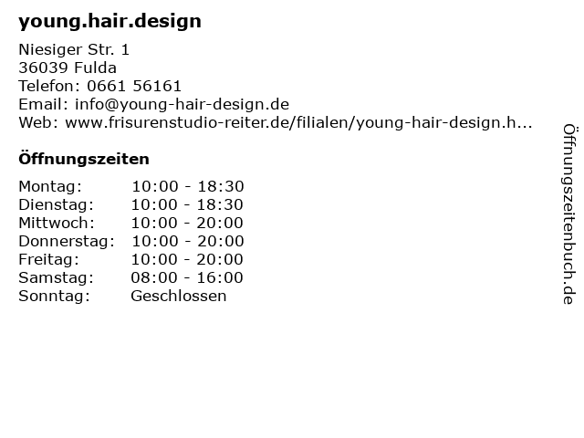 ᐅ Offnungszeiten Young Hair Design Niesiger Str 1 In Fulda