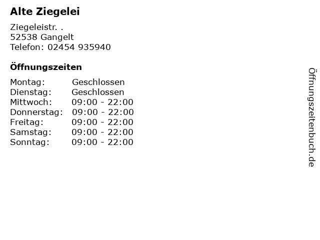 á… Offnungszeiten Alte Ziegelei Ziegeleistr In Gangelt