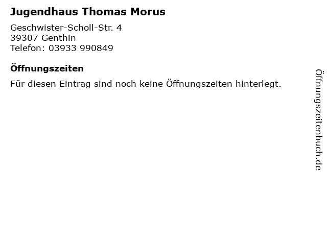 ᐅ Offnungszeiten Jugendhaus Thomas Morus Geschwister Scholl