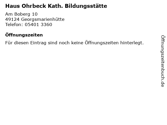 ᐅ Offnungszeiten Haus Ohrbeck Kath Bildungsstatte Am Boberg