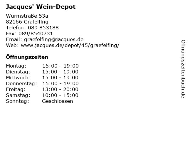 ᐅ Offnungszeiten Jacques Wein Depot Wurmstrasse 53 A In Grafelfing