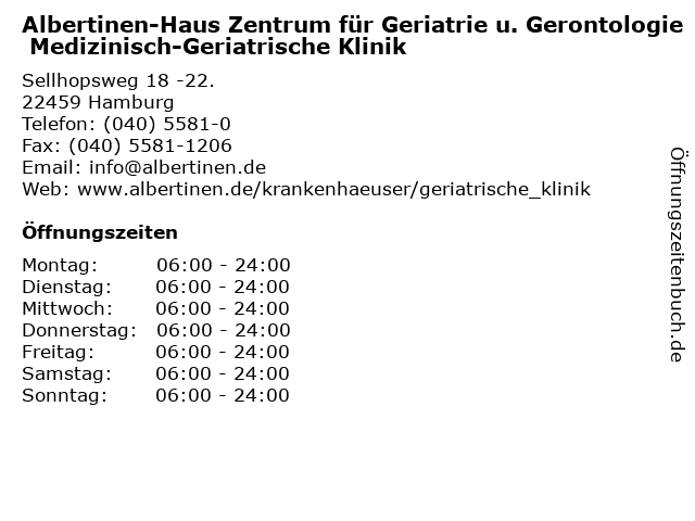 ᐅ Offnungszeiten Albertinen Haus Zentrum Fur Geriatrie U