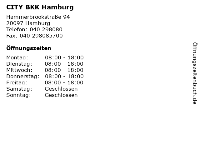 ᐅ Offnungszeiten City Bkk Hamburg Hammerbrookstrasse 94 In Hamburg