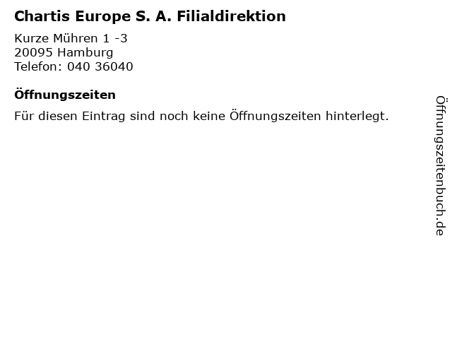 ᐅ Offnungszeiten Chartis Europe S A Filialdirektion Kurze Muhren 1 3 In Hamburg