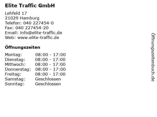 ᐅ Offnungszeiten Elite Traffic Gmbh Lehfeld 17 In Hamburg