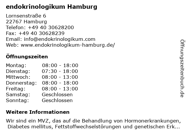 ᐅ Offnungszeiten Endokrinologikum Hamburg Gynakologie Lornsenstrasse 4 6 In Hamburg
