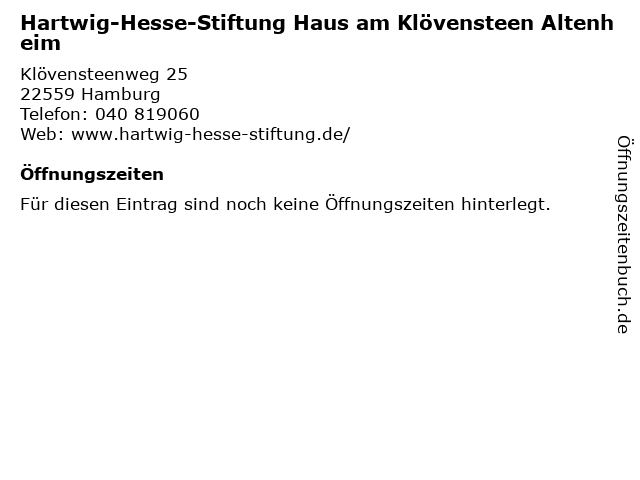 ᐅ Offnungszeiten Hartwig Hesse Stiftung Haus Am Klovensteen