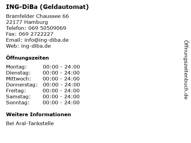 ᐅ Offnungszeiten Ing Diba Geldautomat Bramfelder Chaussee 66 In Hamburg
