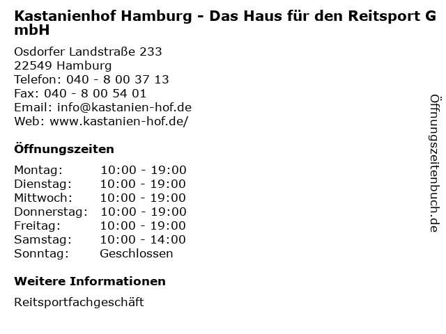 ᐅ Öffnungszeiten „Kastanienhof Hamburg Das Haus für den