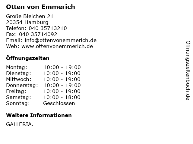 Otten von Emmerich at GALLERIA Hamburg