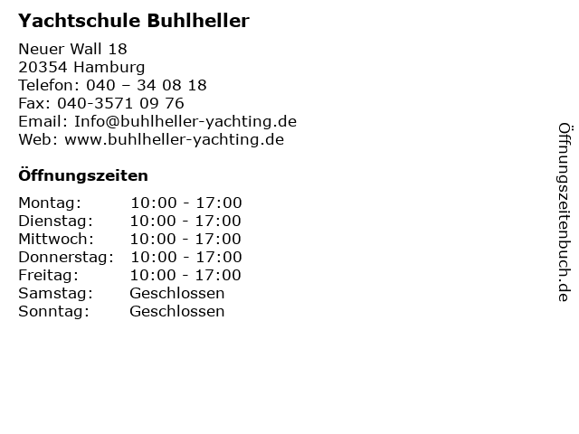 Yachtschule Buhlheller in Hamburg: Adresse und Öffnungszeiten