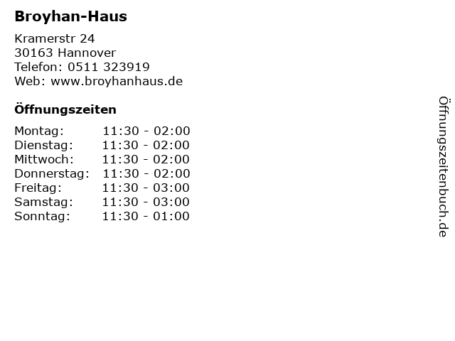 ᐅ Offnungszeiten Broyhan Haus Kramerstr 24 In Hannover