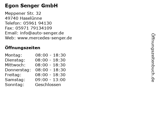 ᐅ Offnungszeiten Egon Senger Gmbh Meppener Str 32 In Haselunne