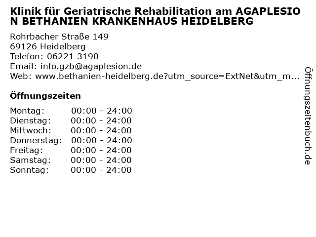 ᐅ Offnungszeiten Agaplesion Haus Silberberg Rohrbacher Str