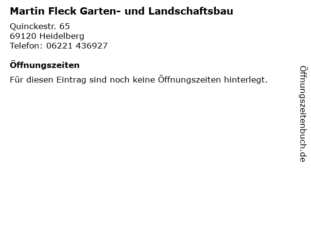 ᐅ Offnungszeiten Martin Fleck Garten Und Landschaftsbau