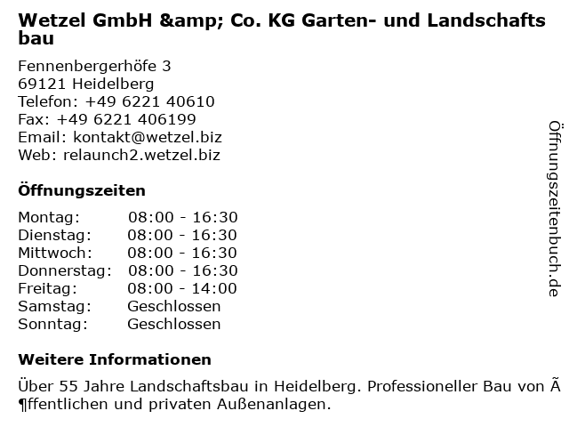 ᐅ Offnungszeiten Wetzel Garten U Landschaftsbau