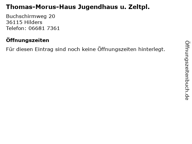 ᐅ Offnungszeiten Thomas Morus Haus Jugendhaus U Zeltpl