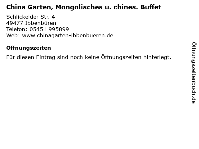 ᐅ Offnungszeiten China Garten Mongolisches U Chines Buffet