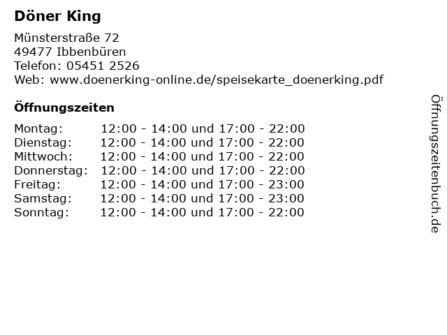 Á Offnungszeiten Doner King Munsterstrasse 72 In Ibbenburen