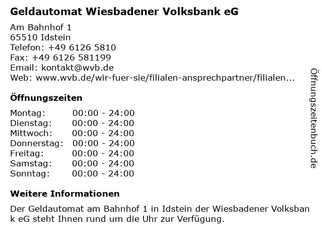 Vr Bank Idstein Offnungszeiten