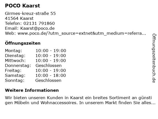 ᐅ Offnungszeiten Poco Einrichtungsmarkt Kaarst Girmes Kreuz Strasse 55 In Kaarst