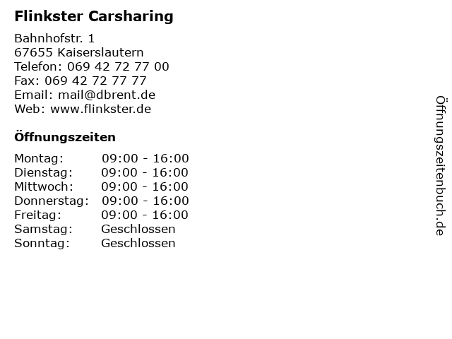 ᐅ Offnungszeiten Flinkster Carsharing Bahnhofstr 1 In Kaiserslautern