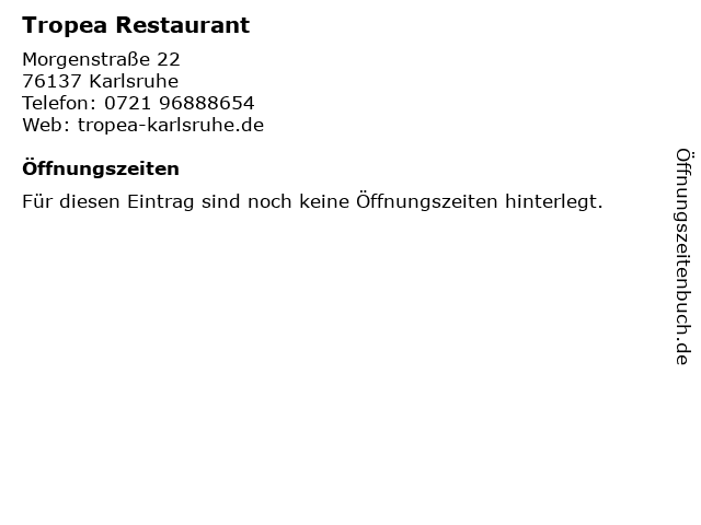 á… Offnungszeiten Tropea Restaurant Morgenstrasse 22 In Karlsruhe