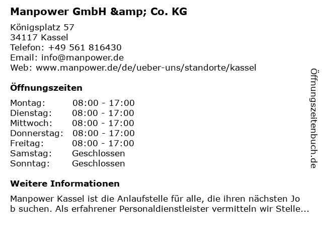 á… Offnungszeiten Manpower Konigsplatz 57 In Kassel