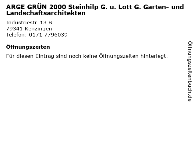 ᐅ Offnungszeiten Arge Grun 2000 Steinhilp G U Lott G Garten