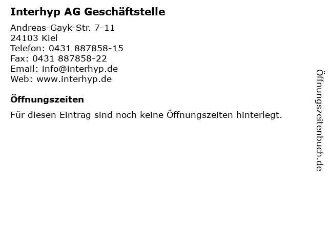 ᐅ Offnungszeiten Interhyp Ag Geschaftstelle Andreas Gayk Str 7 11 In Kiel