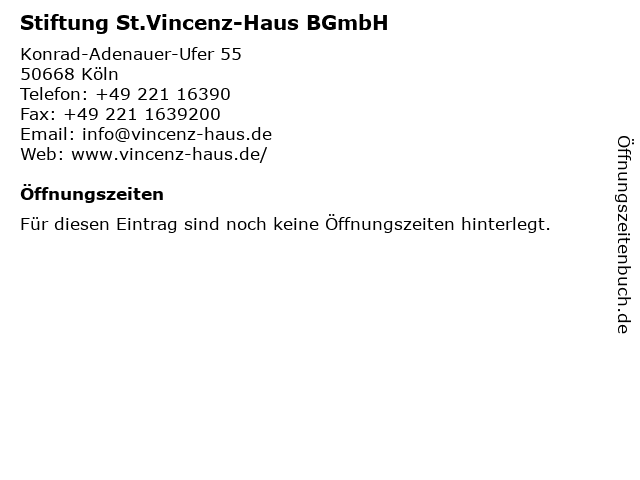 ᐅ Offnungszeiten Stiftung St Vincenz Haus Bgmbh Konrad