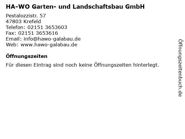 ᐅ Offnungszeiten Ha Wo Garten Landschaftsbau Gmbh