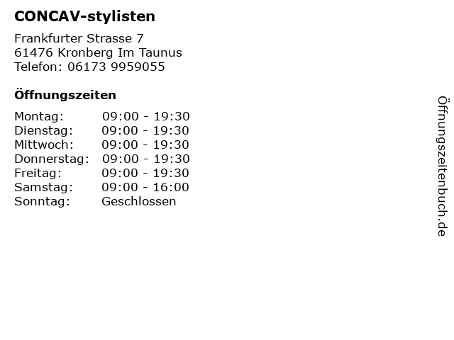 ᐅ Offnungszeiten Concav Stylisten Frankfurter Strasse 7 In Kronberg Im Taunus