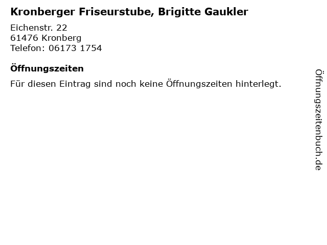 ᐅ Offnungszeiten Kronberger Friseurstube Brigitte Gaukler Eichenstr 22 In Kronberg