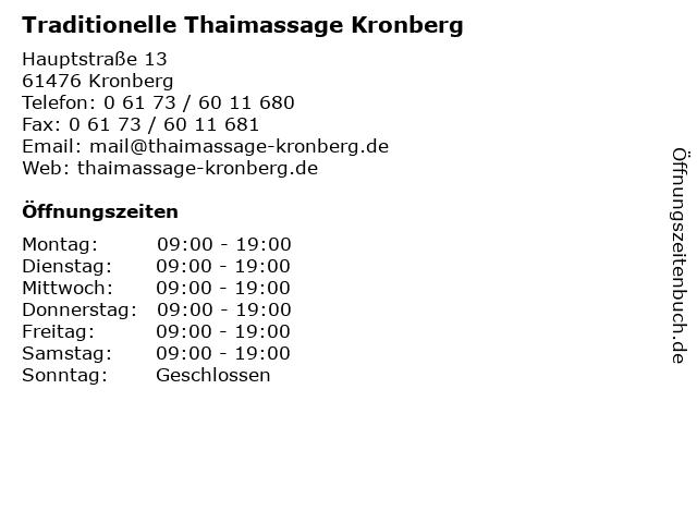 ᐅ Offnungszeiten Traditionelle Thaimassage Kronberg Hauptstrasse 13 In Kronberg