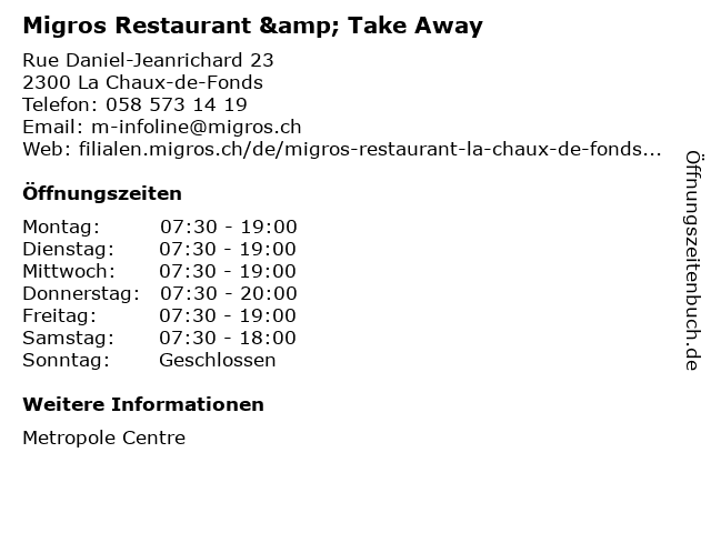 ᐅ Offnungszeiten Migros Restaurant Rue Daniel Jeanrichard 23 In La Chaux De Fonds