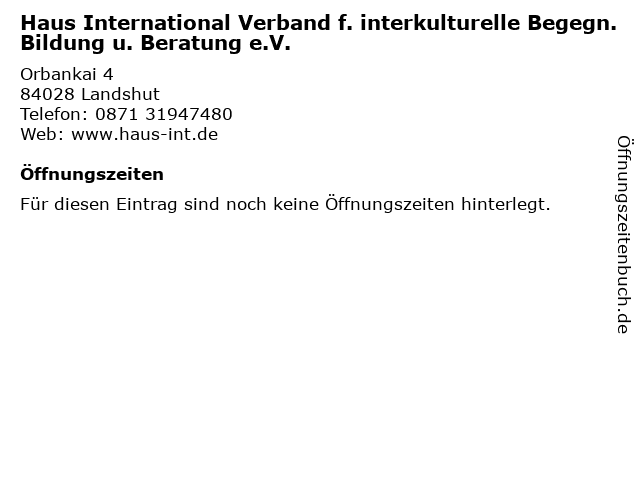 ᐅ Offnungszeiten Haus International Verband F Interkulturelle