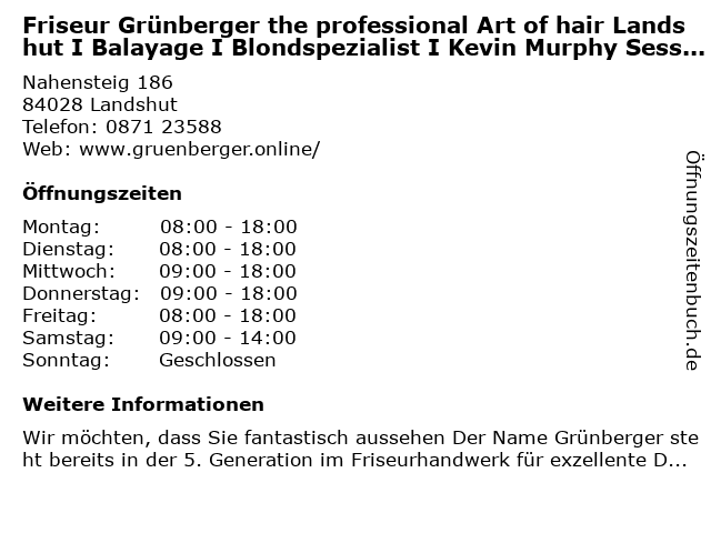 ᐅ Offnungszeiten Sylvia Grunberger Friseursalon Nahensteig 186 In Landshut