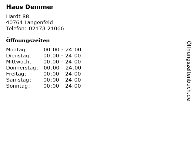 ᐅ Offnungszeiten Haus Demmer Hardt 88 In Langenfeld