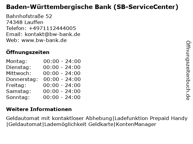 á… Offnungszeiten Baden Wurttembergische Bank Geldautomat Bahnhofstr 50 In Lauffen