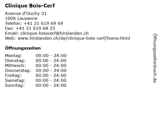 á… Offnungszeiten Clinique Bois Cerf Avenue D Ouchy 31 In Lausanne