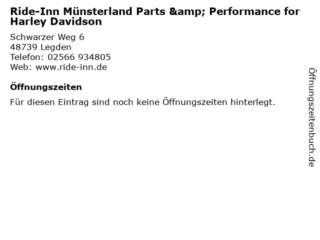 á… Offnungszeiten Ride Inn Munsterland Parts Performance For Harley Davidson Schwarzer Weg 6 In Legden